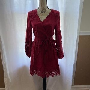 Burgundy Dress With Floral Cutout